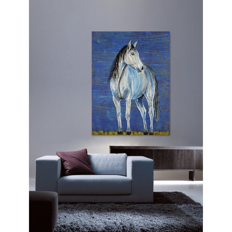 'Blue Note Appaloosa Horse' Painting Print on Wrapped Canvas - Multi-Color