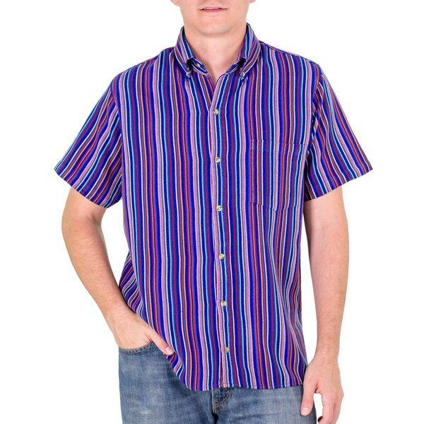 Shop Handmade Men S Cotton Colorful Guatemala Short Sleeve Shirt
