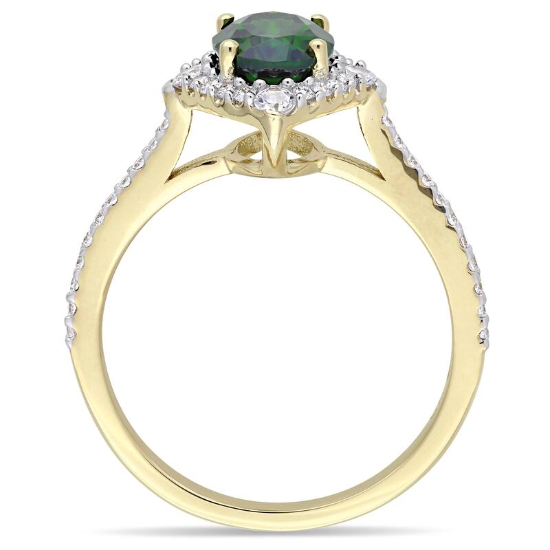 Miadora Signature Collection 14k Yellow Gold Chrome Diopside White Sapphire and 1/4ct TDW Diamond En - Green
