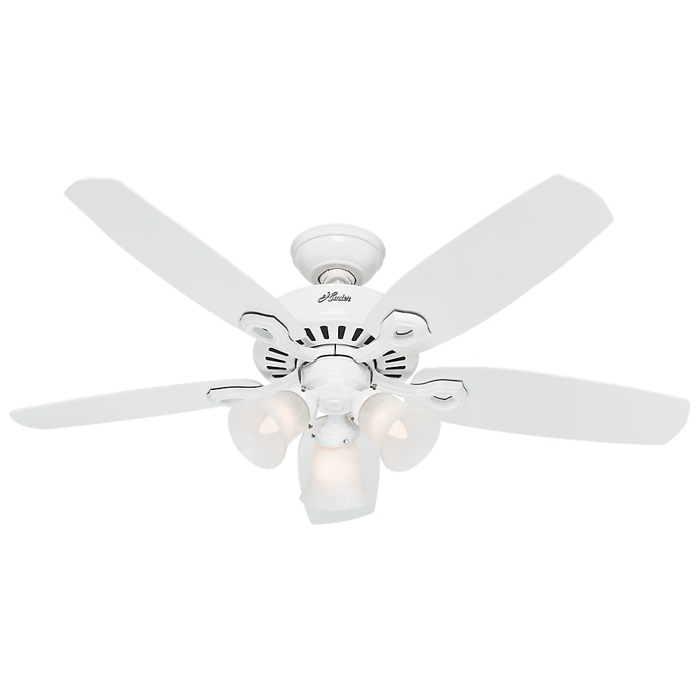 Hunter Fan Builder Small Room Snow White 42 Inch Ceiling Fan With 5 White Blades And 3 60 W Lights