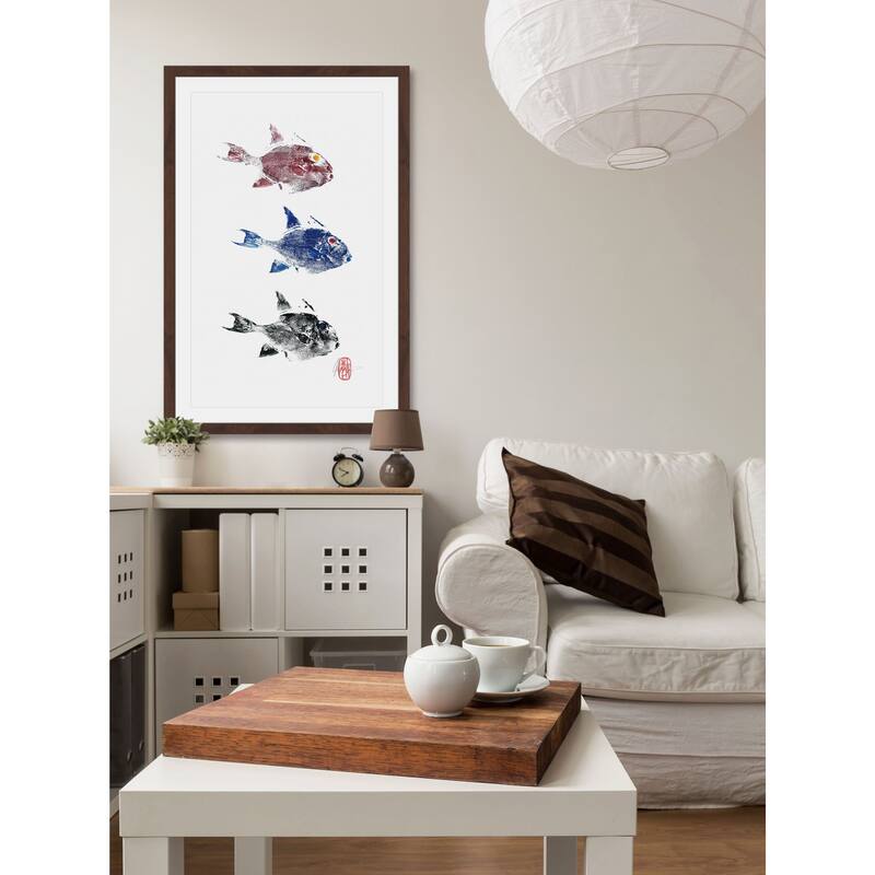 '3 Trigger Fish' Framed Painting Print