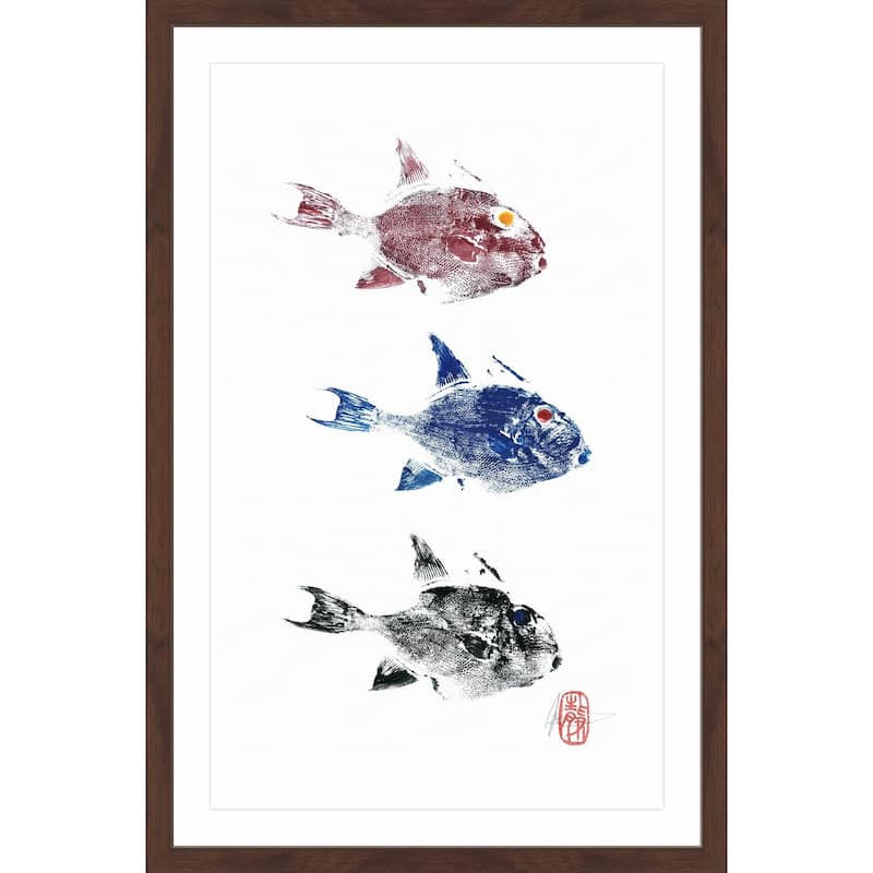 '3 Trigger Fish' Framed Painting Print