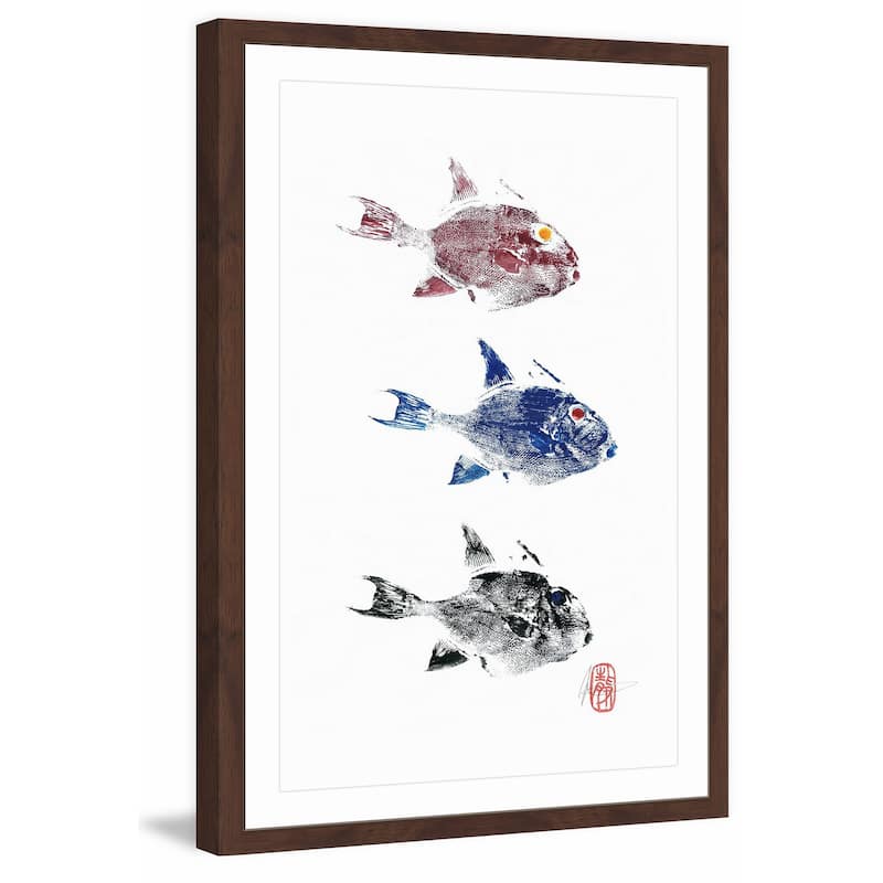 '3 Trigger Fish' Framed Painting Print