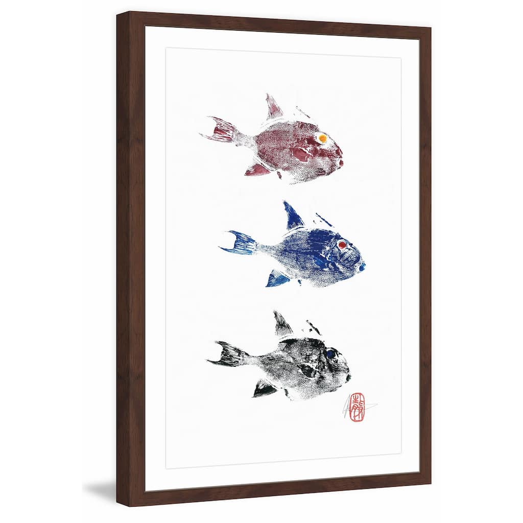 '3 Trigger Fish' Framed Painting Print