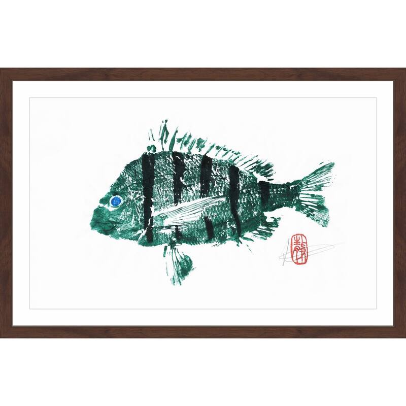 'Sheepshead in Green' Framed Painting Print