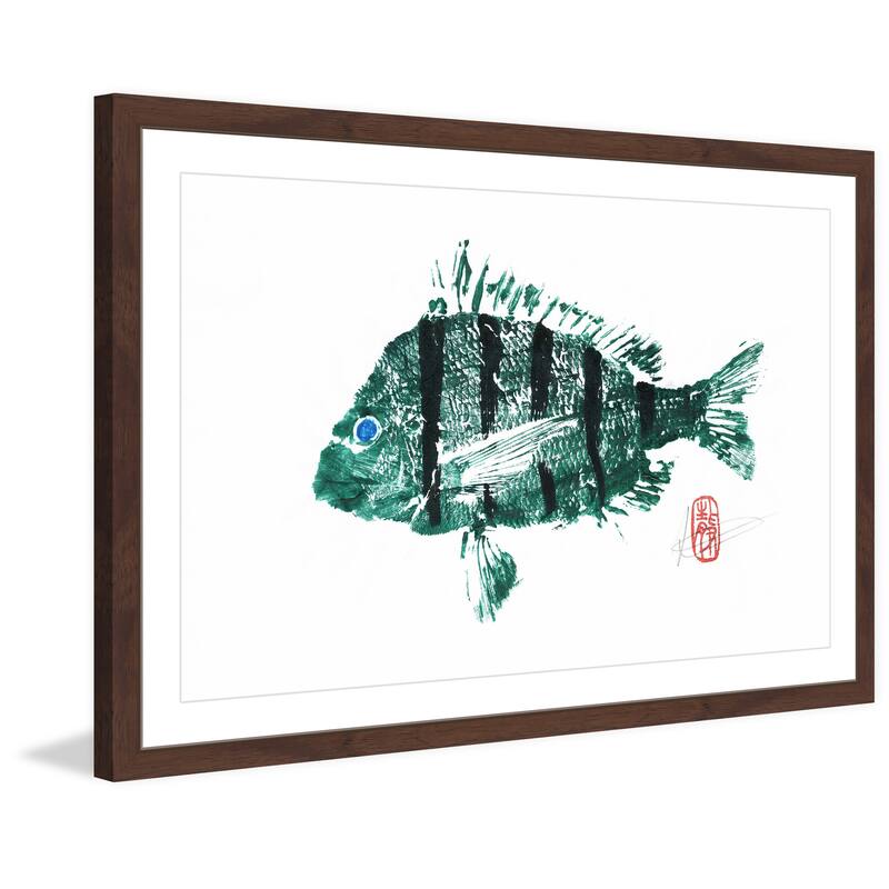 'Sheepshead in Green' Framed Painting Print