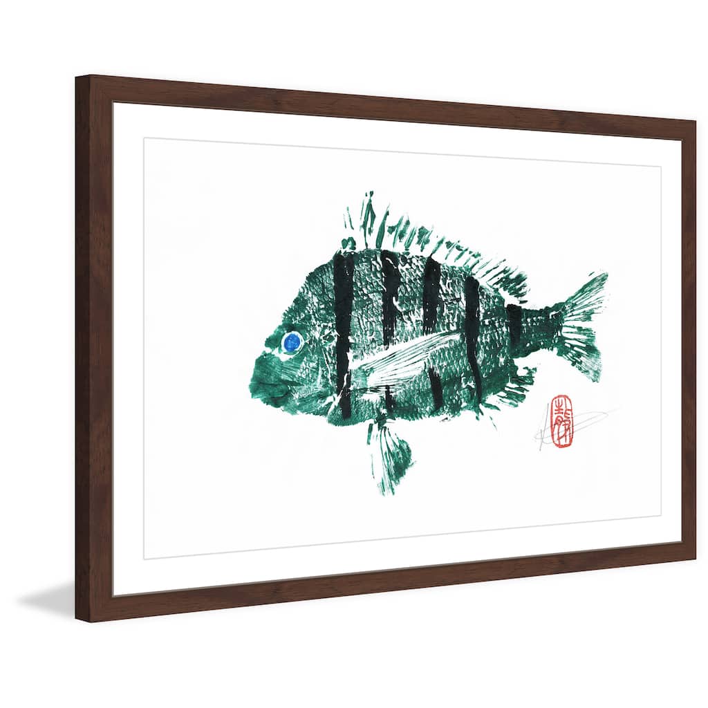 'Sheepshead in Green' Framed Painting Print