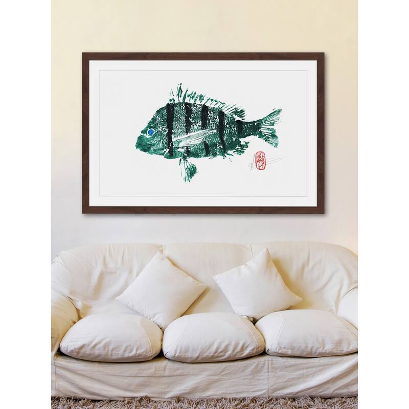 'Sheepshead in Green' Framed Painting Print