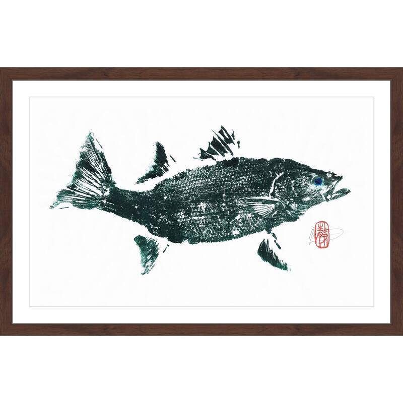 'Striped Bass Green' Framed Painting Print