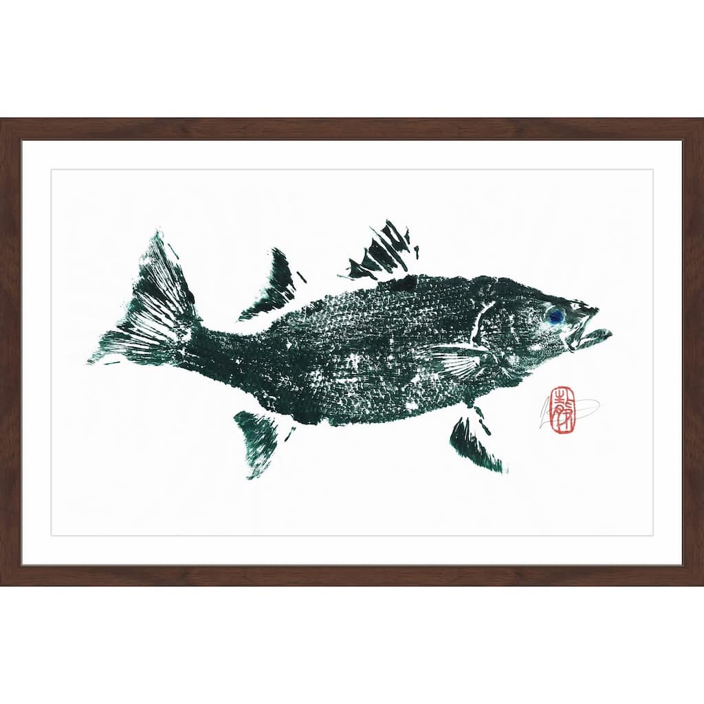 'Striped Bass Green' Framed Painting Print