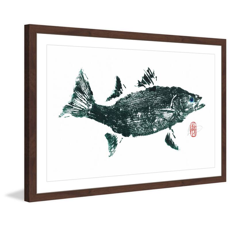 'Striped Bass Green' Framed Painting Print