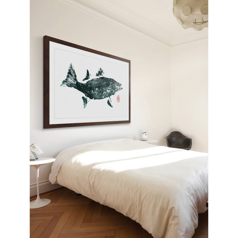 'Striped Bass Green' Framed Painting Print