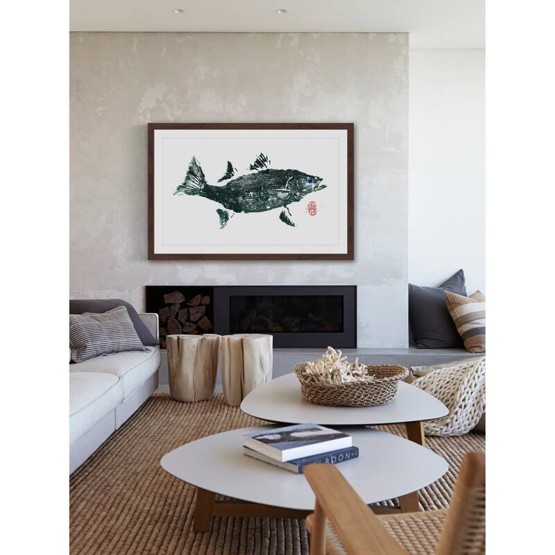 'Striped Bass Green' Framed Painting Print