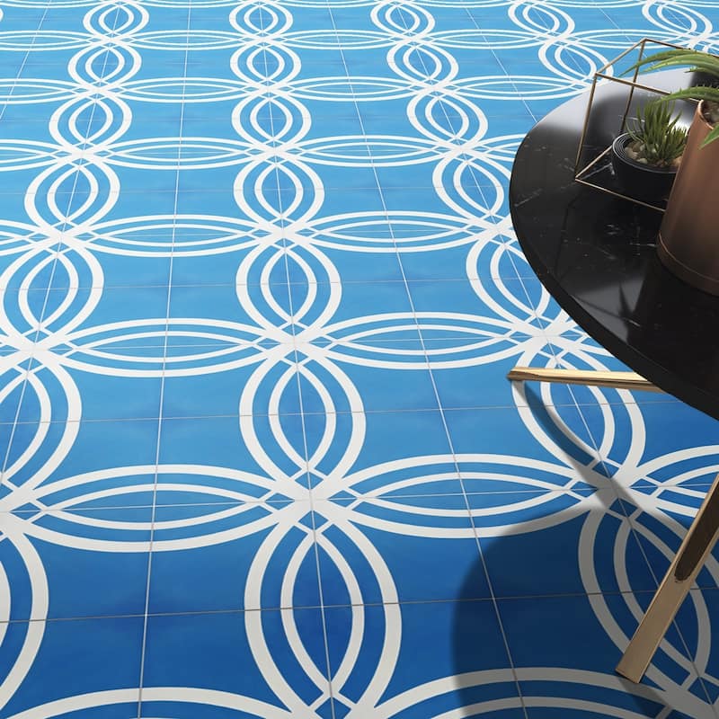 Handmade Tetouan in Blue and White Tile, Pack of 12 (Morocco)