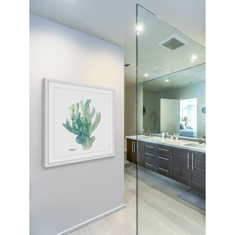 'Green Coral in Watercolor' Framed Painting Print