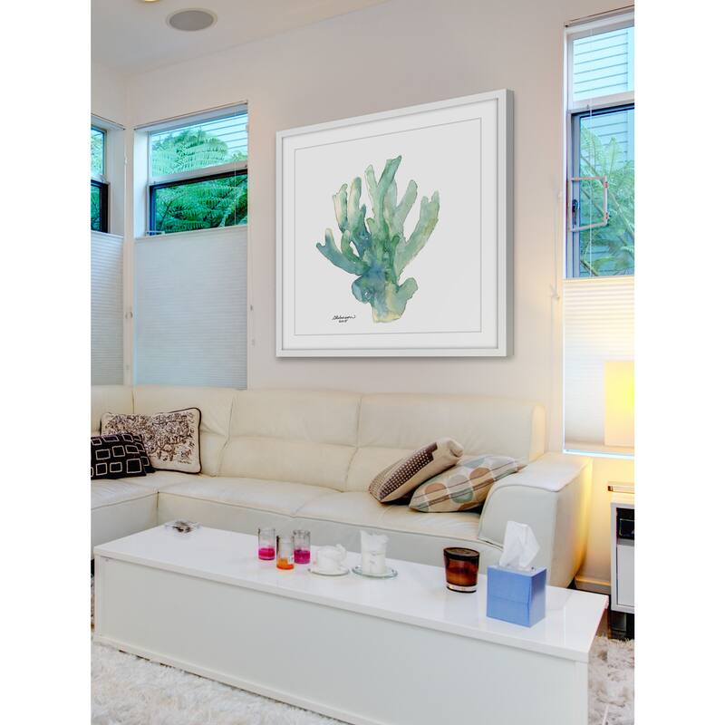 'Green Coral in Watercolor' Framed Painting Print