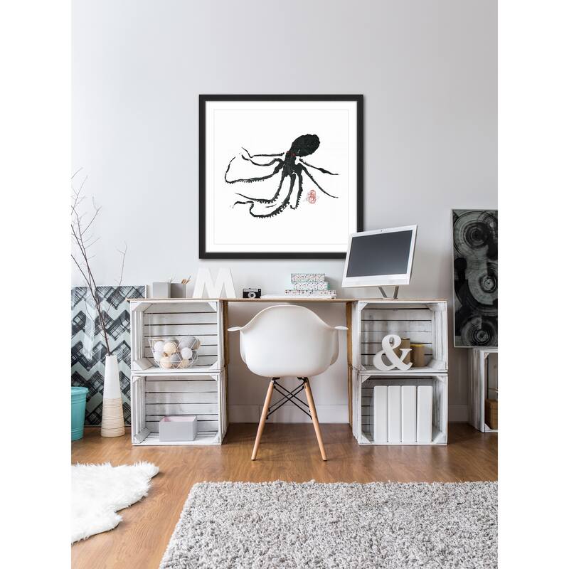 'Ursula - Black Octopus' Framed Painting Print