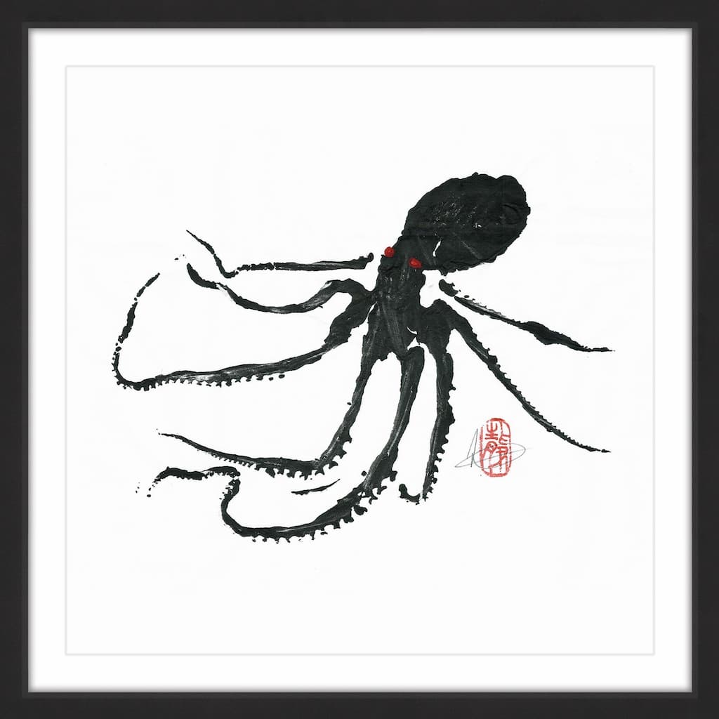 'Ursula - Black Octopus' Framed Painting Print