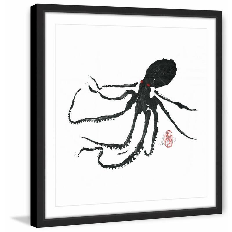 'Ursula - Black Octopus' Framed Painting Print