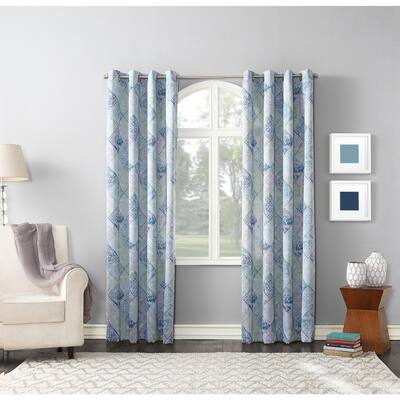 Sun Zero Sahar Grommeted Room Darkening Medallion Print Curtain Panel, Single Panel