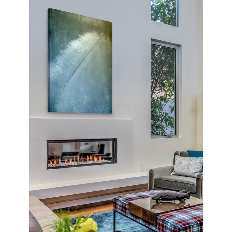 'White Feather' Painting Print on Wrapped Canvas - Multi-Color