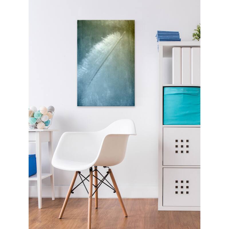 'White Feather' Painting Print on Wrapped Canvas - Multi-Color