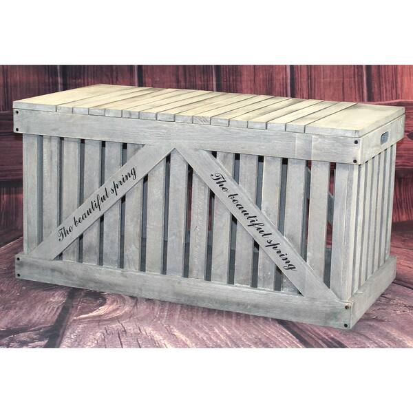 Shop Outdoor Rustic Grey Wooden Patio Storage Trunk Free