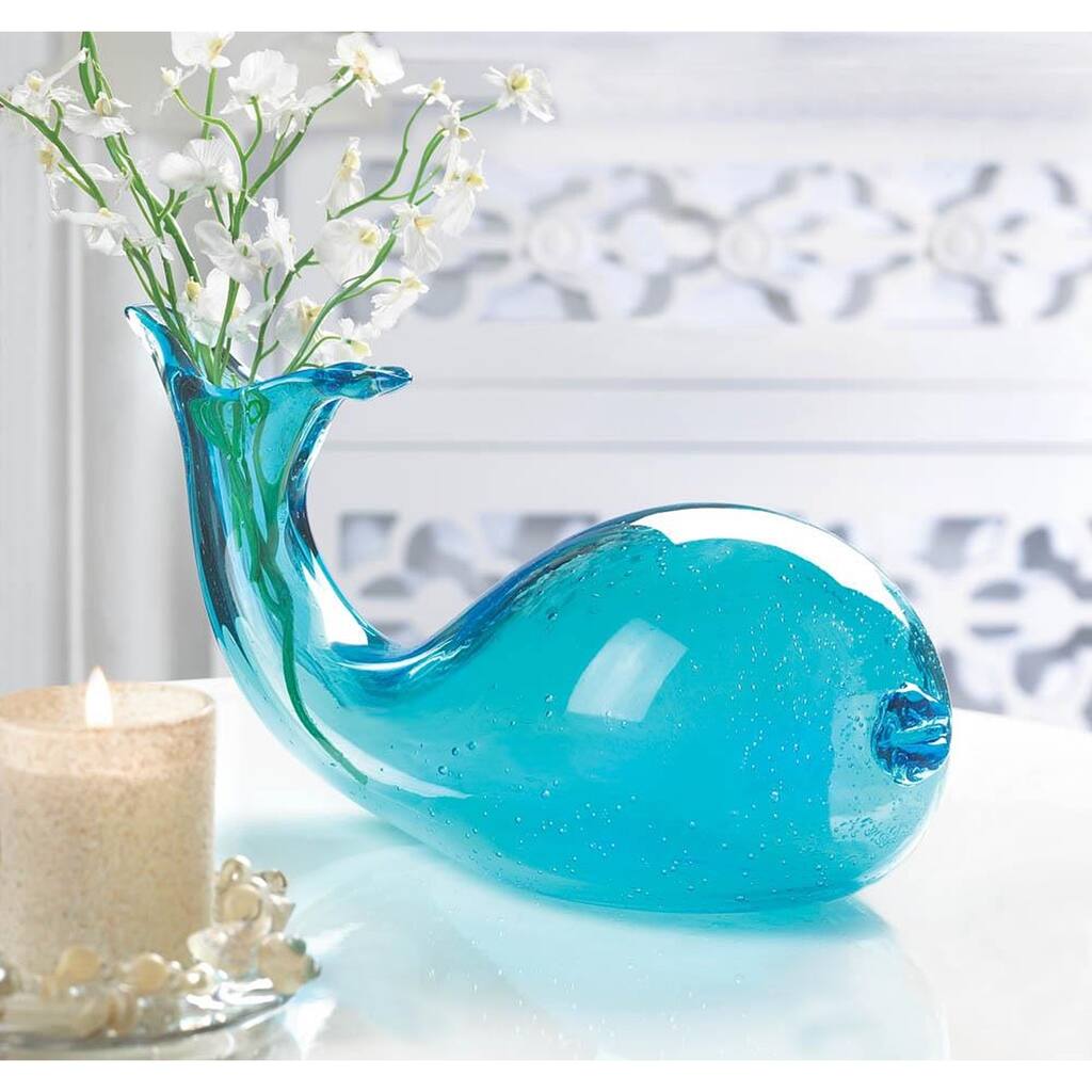 Seaside Blue Fish Glass Vase
