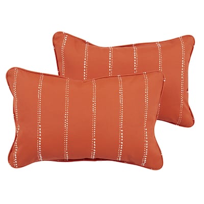 Caldwell II Orange Dotted Stripes Indoor/ Outdoor 13 x 20-inch Corded Pillow Set