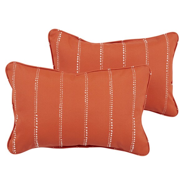 Caldwell II Orange Dotted Stripes Indoor Outdoor 13 x 20 inch Corded Pillow Set On Sale Bed Bath Beyond 14577475