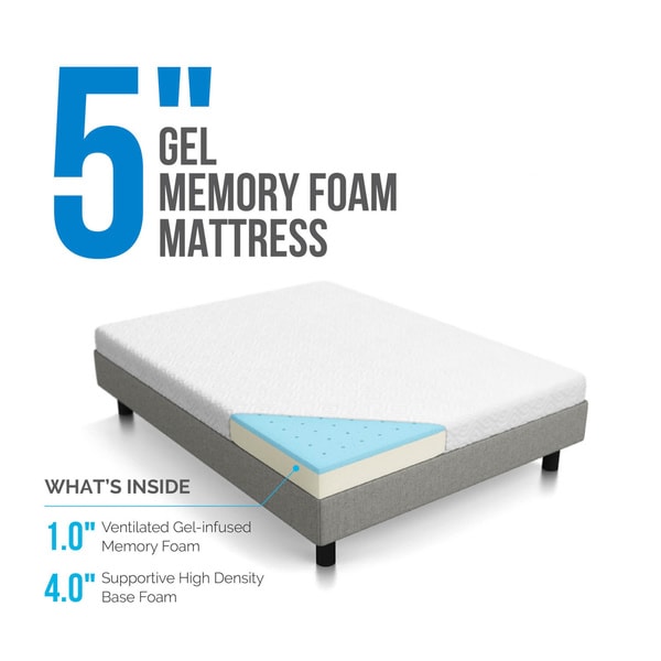 lucid 5 in gel memory foam mattress