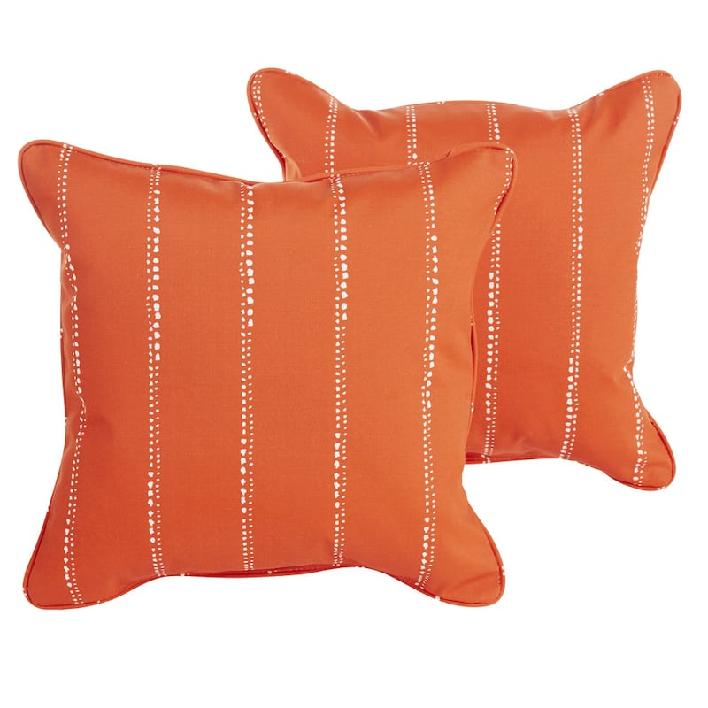 Caldwell II Orange Dotted Stripes Indoor/ Outdoor 22 inch Corded Pillow Set