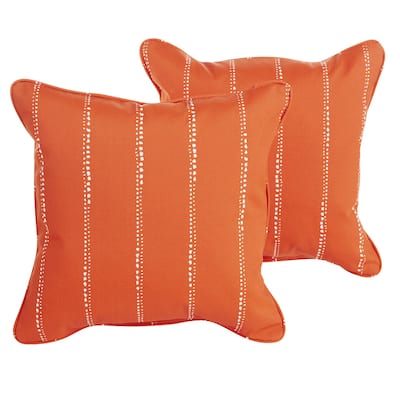 Caldwell II Orange Dotted Stripes Indoor/ Outdoor 22 inch Corded Pillow Set