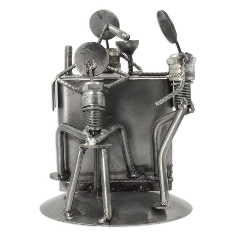 Handmade Upcycled Auto Parts Sculpture, 'Rustic Cantina' (Mexico)