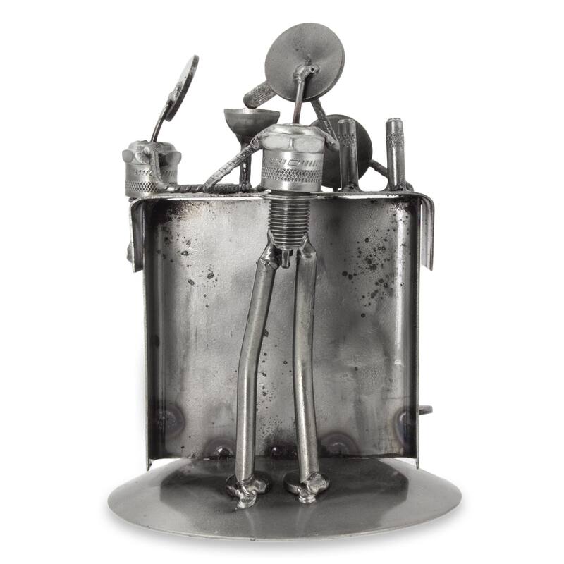 Handmade Upcycled Auto Parts Sculpture, 'Rustic Cantina' (Mexico)