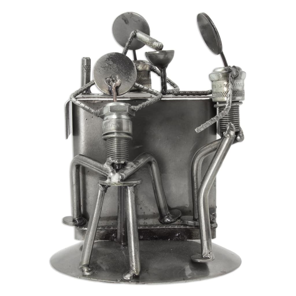 Handmade Upcycled Auto Parts Sculpture, 'Rustic Cantina' (Mexico)