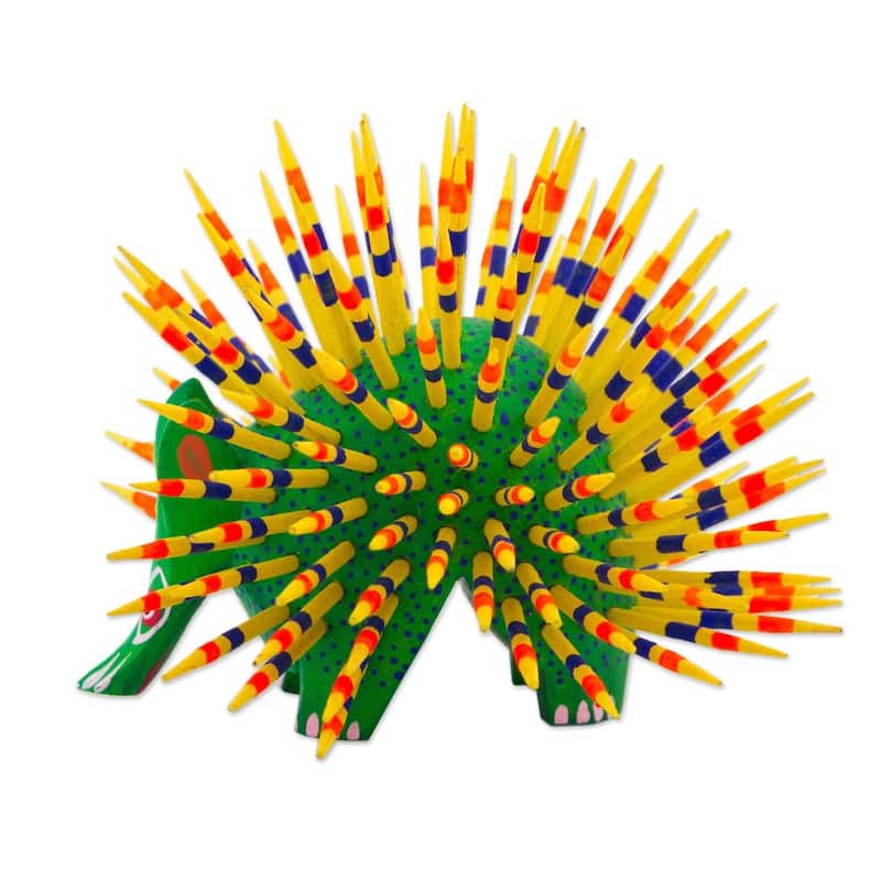 NOVICA Handmade Copal Wood Alebrije, 'Cute Porcupine' (Mexico) - 3.7