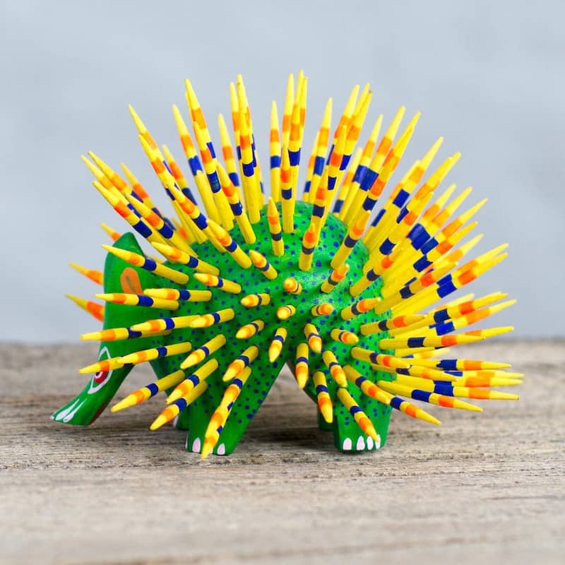 NOVICA Handmade Copal Wood Alebrije, 'Cute Porcupine' (Mexico) - 3.7