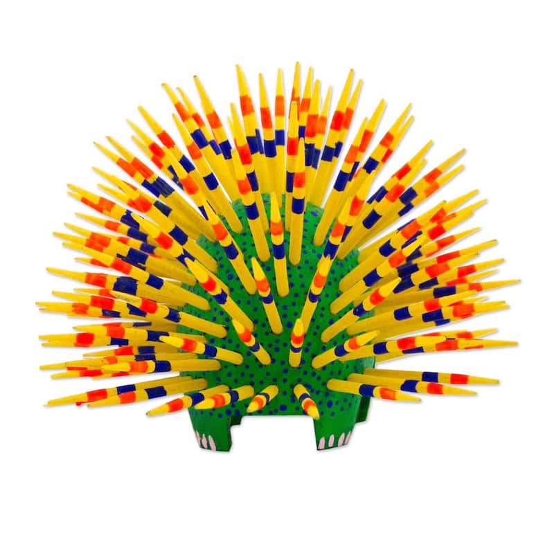 NOVICA Handmade Copal Wood Alebrije, 'Cute Porcupine' (Mexico) - 3.7