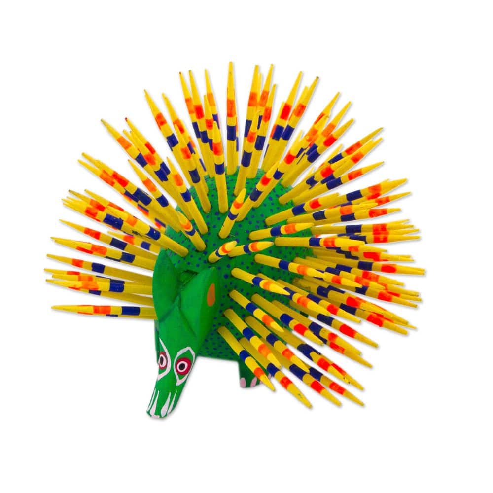 NOVICA Handmade Copal Wood Alebrije, 'Cute Porcupine' (Mexico) - 3.7