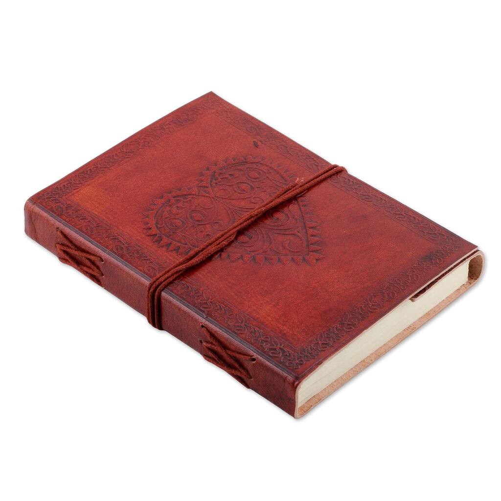 Handmade Leather Journal, 'Pure Heart' (India)