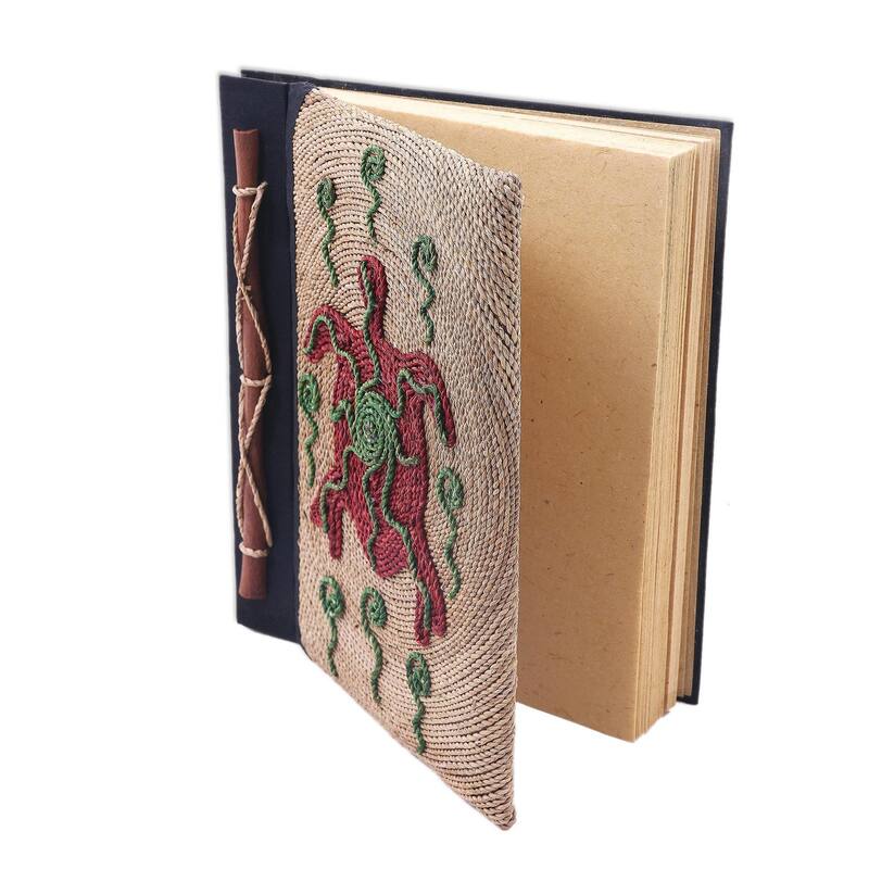 Handmade Natural Fiber Journal, 'Red Turtle' (Indonesia)