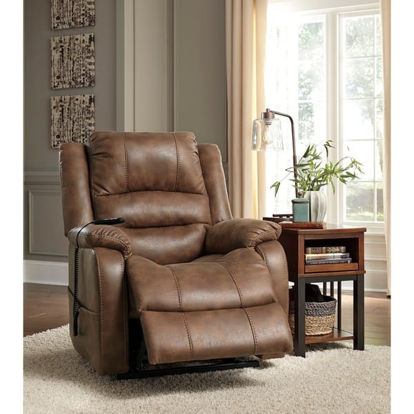 slide 2 of 13, Signature Design by Ashley Yandel Brown Power Lift Recliner