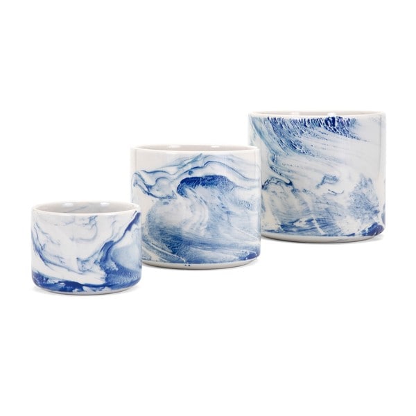 Willow Faux Marble Planters - Set of 3