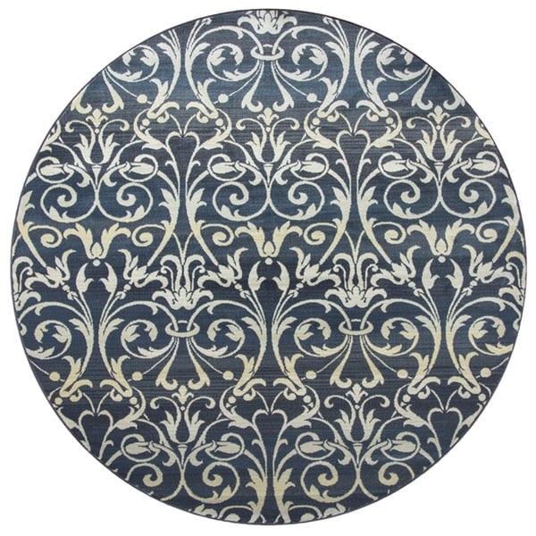 Rizzy Home Sorrento Grey/Charcoal Trellis Round Area Rug (7'10 Round) - 7'10" x 7'10"