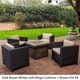 preview thumbnail 3 of 57, Puerta Outdoor 4-piece Wicker Chair Set with Square Firepit by Christopher Knight Home