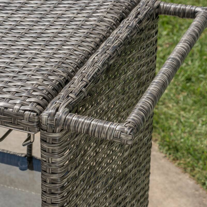Puerta Outdoor Wicker Bar Cart with Ice Pail by Christopher Knight Home
