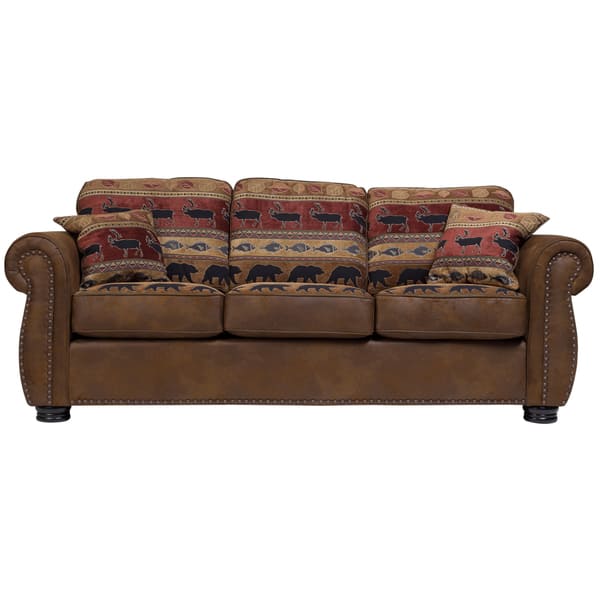 Shop Porter Hunter Lodge Style Brown Sleeper Sofa With Deer