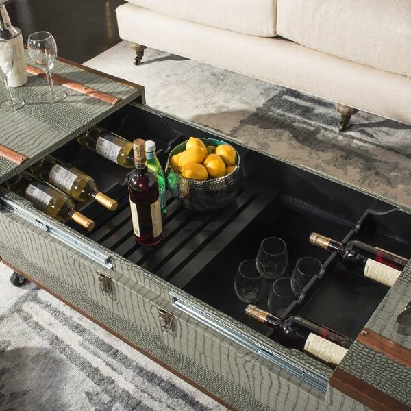 Safavieh Zoe Coffee Table Storage Trunk With Wine Rack 47 2 Safavieh Zoe Coffee Table Storage Trunk