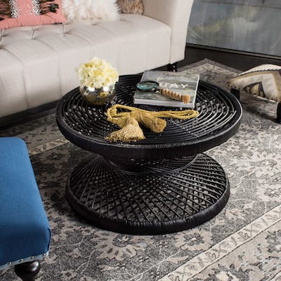 SAFAVIEH Grimson Large Bowed Black Coffee Table - 31.5" x 31.5" x 15.7"